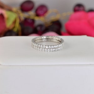 1.48ct Full Eternity Wedding Band Stack Promise Ring Diamond Simulated 925 Sterling Silver Anniversary Ring