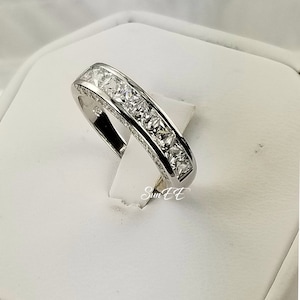 1.66ct Princess Cut Bridal Wedding Band Engagement Ring Diamond Simulated 925 Sterling Silver Anniversary Ring