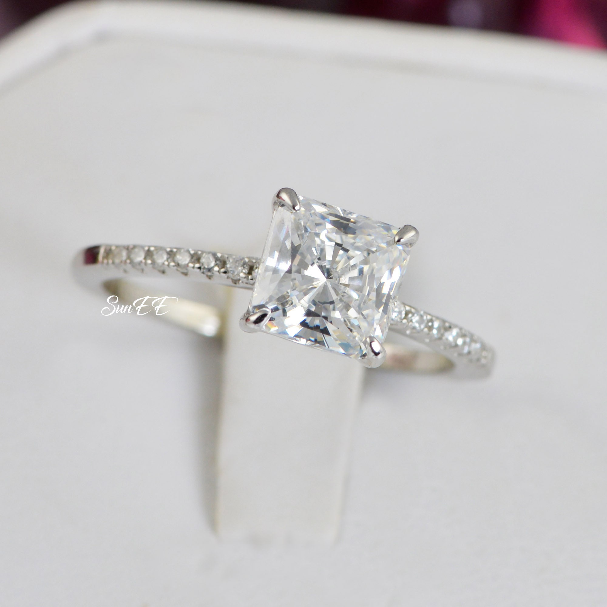 2.17ct Princess Cut Bridal Wedding Engagement Ring Diamond | Etsy