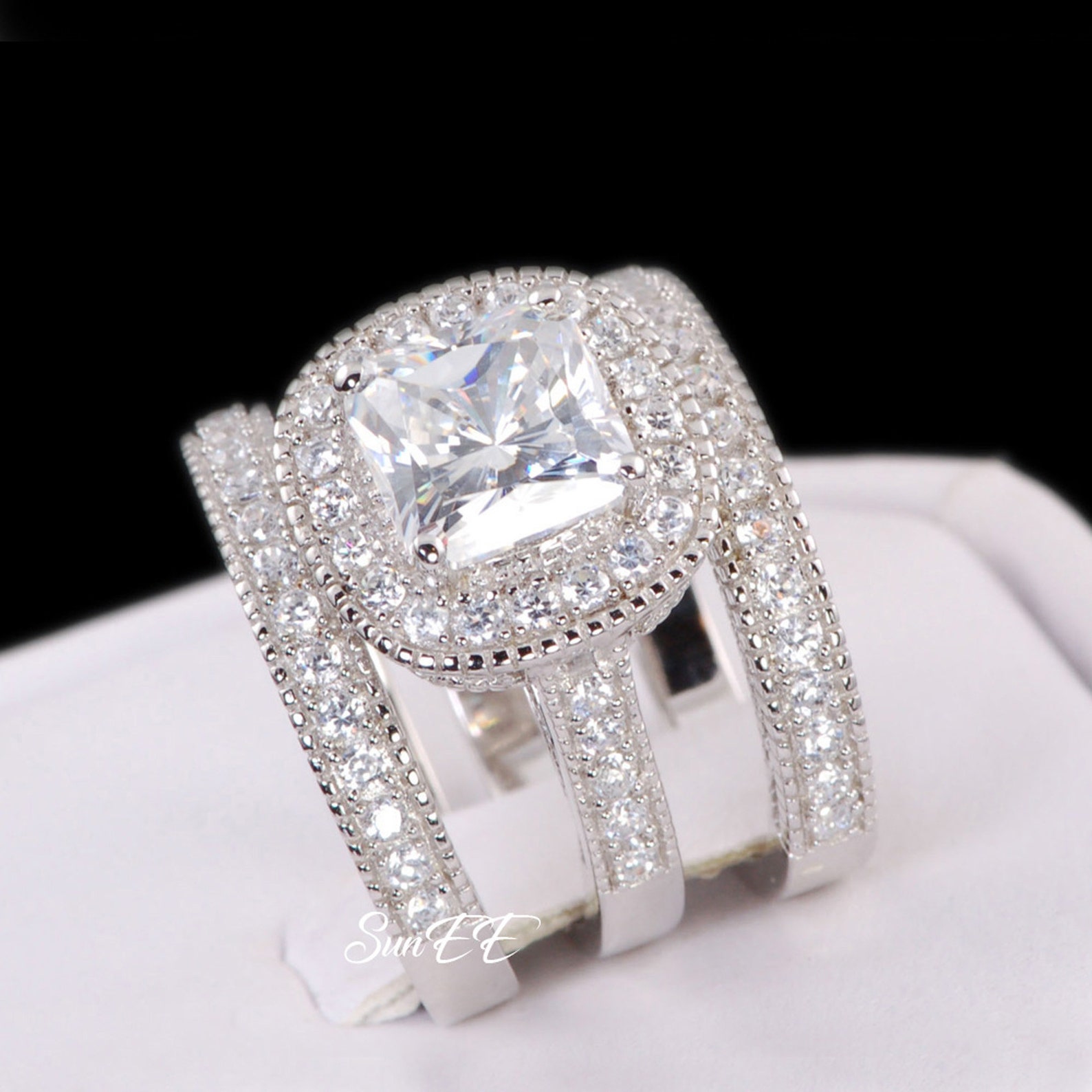 4.35ct Halo Cushion Cut Bridal Wedding Engagement Ring Diamond | Etsy