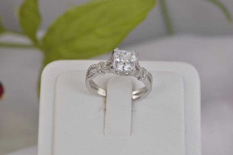 3.67ct Princess Cut 3pcs Wedding Set Engagement Ring Wedding Band Diamond Simulated 925 Sterling Silver Women/'s Bridal Set Eternity Ring