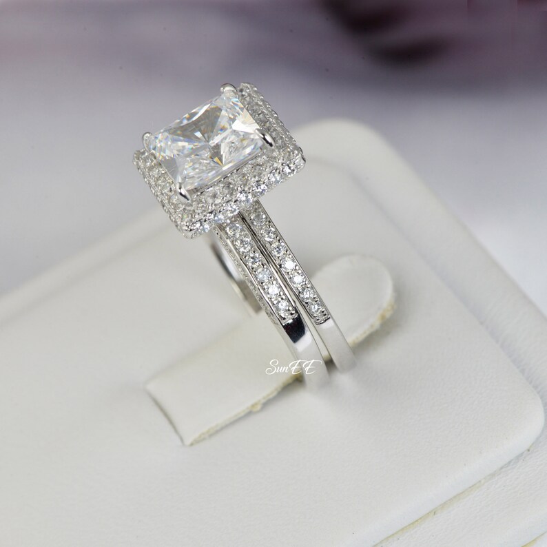 Halo Princess Cut Bridal Wedding Engagement Ring Diamond - Etsy