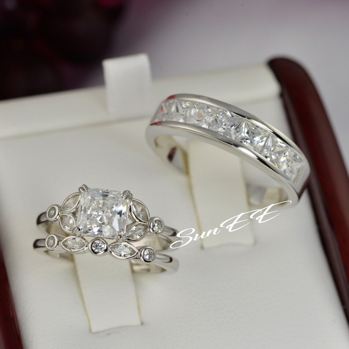 His Hers Art Deco Couple Wedding Ring Diamond Simulated 925 - Etsy