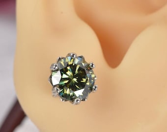 Pendientes de moissanita verde de 4,0 ct, plata de ley 925, nuevos con etiqueta.