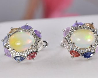 Pendientes de aro etíopes naturales de plata de ley 925