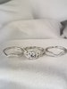 3.20ct Halo Round Cut 3pcs Wedding Set Engagement Ring Wedding Band Diamond Simulated 925 Sterling Silver Women's Bridal Set Eternity Ring 