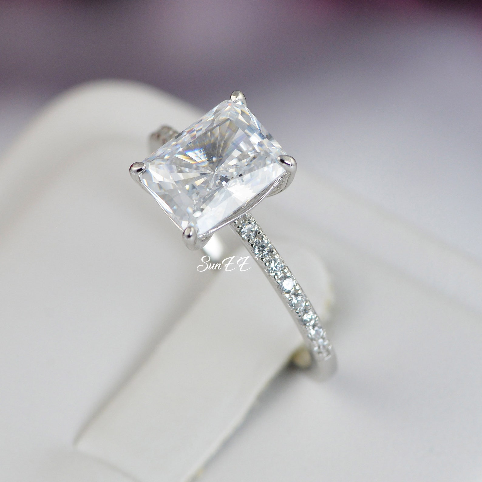 3.0ct Radiant Cut Bridal Wedding Engagement Ring Diamond Simulated 925 3.0ct Radiant Cut Bridal Wedding Engagement Ring Diamond Simulated 925