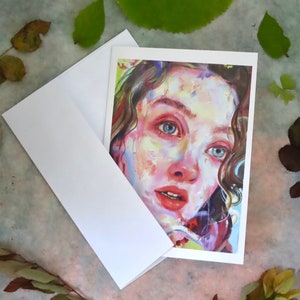Tarjeta de arte con retrato, tarjetas de felicitación, regalo de cumpleaños o tarjeta de agradecimiento, tarjeta del día de la madre, Gabbi Maria