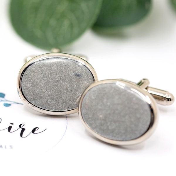 Memorial Cufflinks in an oval High Shine Rhodium Plated Setting