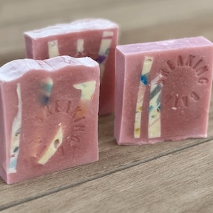 Handmade luxury vegan soap with birch tree embeds
