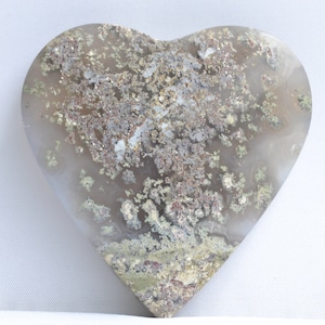 Heart shaped MOSS Agate Indonesia Cabochon - Natural - amazing specimen - multiple colors - mirror polished all sides - amazing - 63.9 g