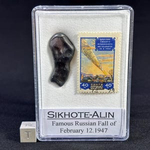 SIKHOTE ALIN - iron meteorite - amazing bullet - iron IIAB - collectors box and original stamp - famous fall 1947 - weight 12.7 g
