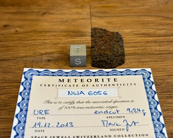 Meteorite NWA 6056 - Ureilite - found 2009 in Northwest Africa - TKW 502 g - amazing end cut - 9.22 g