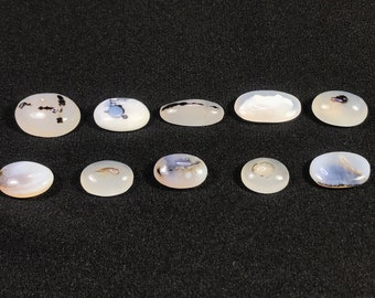 Blue Water Agate Cabochons: Oval Translucent Gemstone