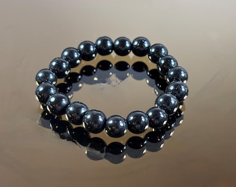 Black Obsidian Gemstone Bracelet: Indonesian Unisex Jewelry - 26 g