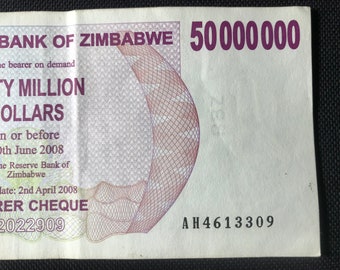 ヴィンテージジンバブエ5000万ドル紙幣：希少コレクターズノート