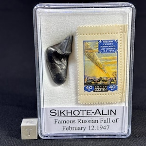 SIKHOTE ALIN - iron meteorite - amazing bullet - iron IIAB - collectors box and original stamp - famous fall 1947 - weight 15.6 g