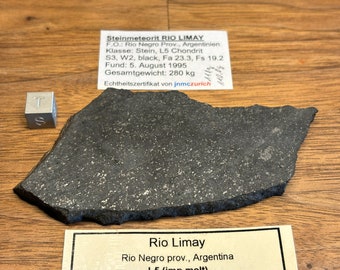Meteorite RIO LIMAY - Chondrite L5 (impact melt) - found August 1995 in Argentina - TKW 280 kg - amazing large full slice - 111 g