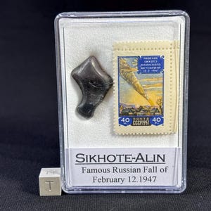 SIKHOTE ALIN - iron meteorite - amazing bullet - iron IIAB - collectors box and original stamp - famous fall 1947 - weight 14.3 g