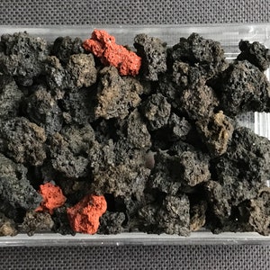 KRAKATAU - volcanic magma lava rocks - box of small specimens - from very active Krakatau volcano - Java-Sumatra Indonesia - approx. 40 g