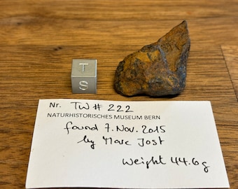 Meteorite TWANNBERG - TW no. 222 - Iron IIG - found November 2015 on Mont Sujet Switzerland - individual - 44.6 g