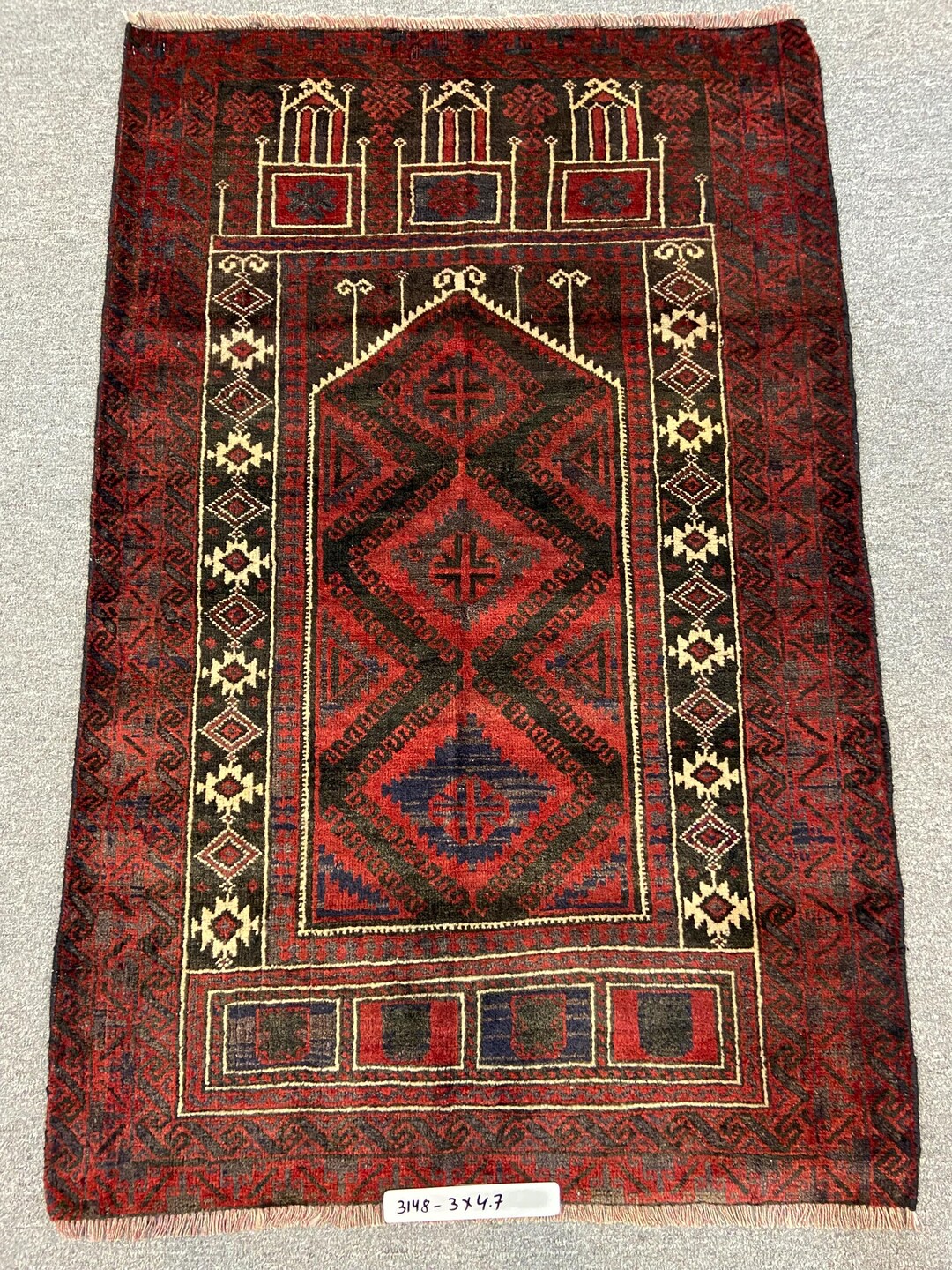 Handmade Pakistani Wool Rug: Oriental Beige & Red (3 X 4.7 Ft) - Etsy