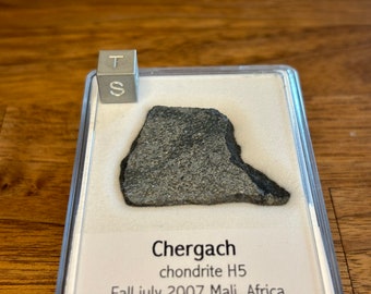 Meteorite CHERGACH - Chondrite H5 - fell 2007 in Mali - Africa - amazing crusted part slice - 12.3 g