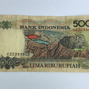 Indonesia 5&#39;000 Rupiah IDR - 1992 - vintage – circulated bank note - Lima Ribu Rupiah very good condition – shipped directly from Indonesia