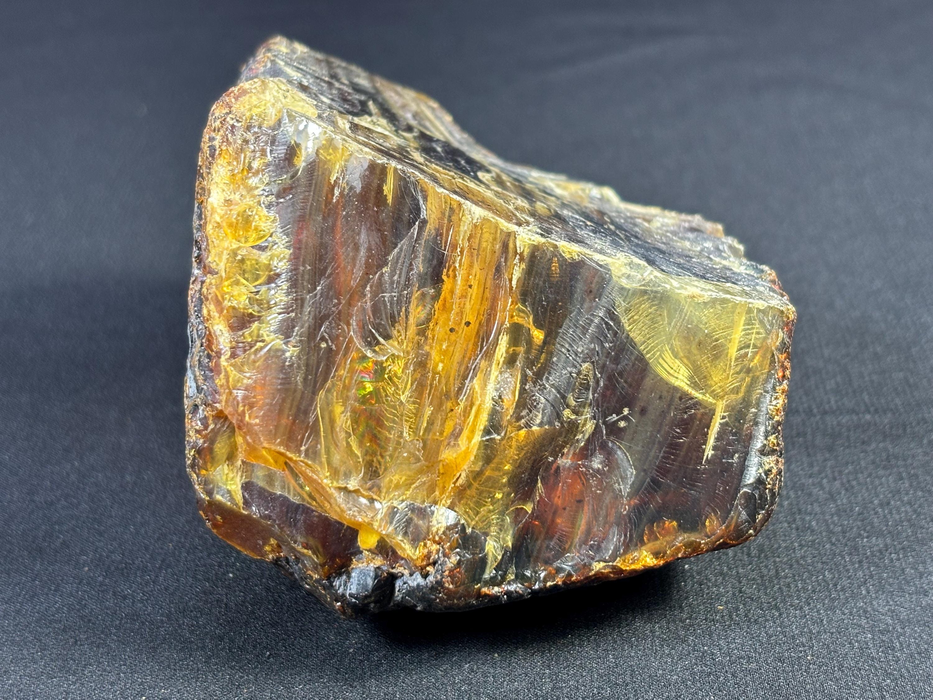 Zebra Blue Amber Specimen: Rough Translucent Gemstone From Sumatra