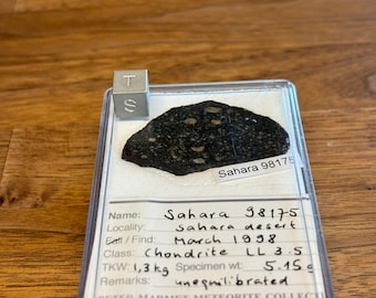 Meteorite SAHARA 98175 - Chondrite LL 3/5 - full slice - found March 1998 in the Sahara Desert - TKW - 1.3 kg - full slice - 4.69 g