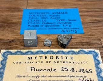 Meteorite AUMALE - Chondrite L6 - fell 1865 in Algeria - Africa - rare and historical meteorite - part slices - total 1.62 g