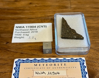 Meteorite NWA 11904 - CV 3 Carbonaceous chondrite - found 2018 in Morocco - TKW 4 kg - part slice - 3.2 g