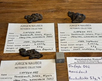 Meteorite ILAFEGH 002 - Mesosiderite - 3 fragments - found 1989 in Algeria - Africa - TKW 4 kg - 3 fragments together - 13.9 g total weight
