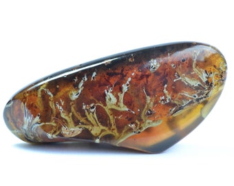 Blue natural AMBER from Indonesia - Sumatra - mirror polished - Zebra-Grass Amber - absolutely amazing specimen - with inclusions - 19.7 g