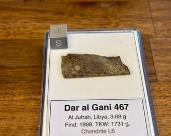 Meteorite DAR AL GANI 467 - Chondrite L6 - found 1998 in Libya - Tkw only 1731 g - shock stage S4 - amazing part slice - 3.68 g
