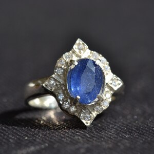 Blue Sapphire ring - Silver ring - cut and polished - 925 sterling silver - TOP quality - hand made in Jakarta - 4.8 g US size 6.5