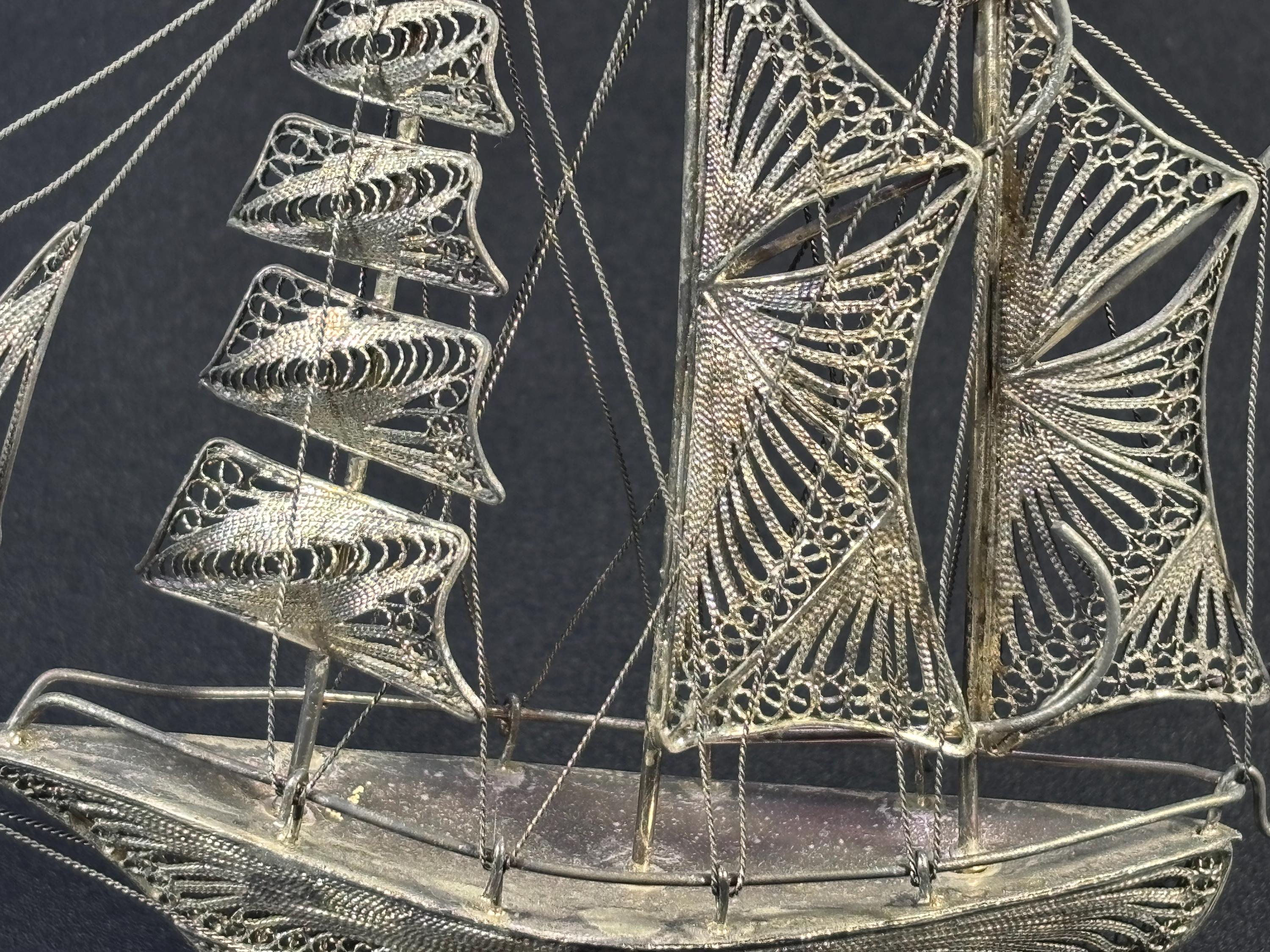 Vintage Spun Silver Ship Sculpture: Indonesian Filigree Model - Etsy