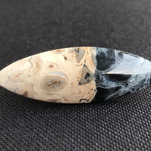 Petrified Fossilized Palm Root Cabochon - Natural - Java - Indonesia - amazing - both sides mirror polished - black-beige colored - 7.6 g