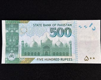 Nuova banconota da 500 rupie del PAKISTAN - UNC - in circolazione ma non utilizzata - spedita direttamente da Islamabad - Pakistan - banconota da collezione