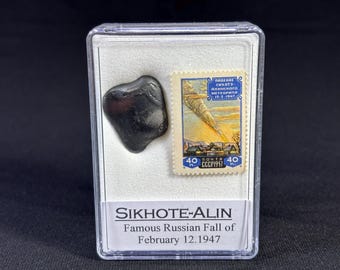 SIKHOTE ALIN - meteorito de hierro - bala asombrosa - hierro IIAB - caja de coleccionista y sello original - famoso otoño de 1947 - peso 20 g