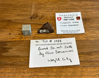Meteorite TWANNBERG - TW no. 1188 - Iron IIG - found 2018 on Mont Sujet Switzerland - individual - 5.784 g