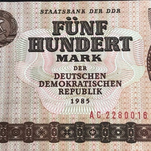 DDR - German Democratic Republic - 500 Mark 1985 Uncirculated UNC - Paper Money - Vintage Banknote Old Collection Paper Money free shipping image 4