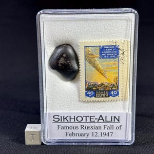 SIKHOTE ALIN - iron meteorite - amazing bullet - iron IIAB - collectors box and original stamp - famous fall 1947 - weight 13.3 g