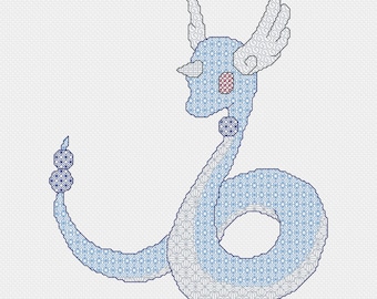 Dragonair - Blackwork Pattern (Digital Download - PDF)