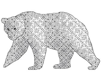 Bear - Blackwork Pattern (Digital Download - PDF)