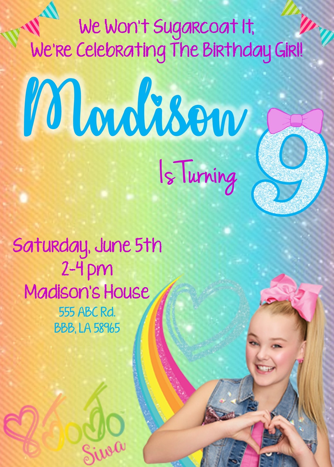 Jojo Siwa Birthday Invitation - Etsy