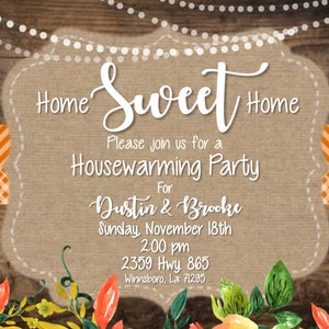 Rustic Housewarming or Bridal Shower Invitation