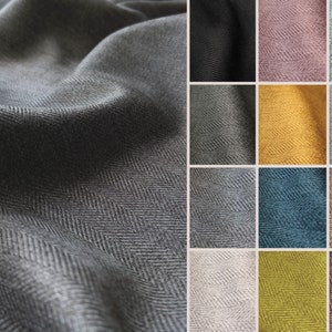 plain fabric by the meter Herringbone | monochrome - black silver gray anthracite taupe gold blue green purple  | clothing & home textiles