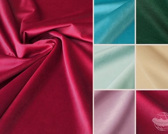 fabric by the meter plain velvet | beige red teal mint lilac green | high-quality super soft textile for upholstery, curtains & clothing