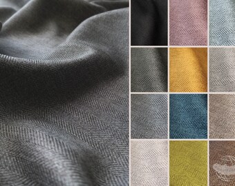 plain fabric by the meter Herringbone | monochrome - black silver gray anthracite taupe gold blue green purple  | clothing & home textiles